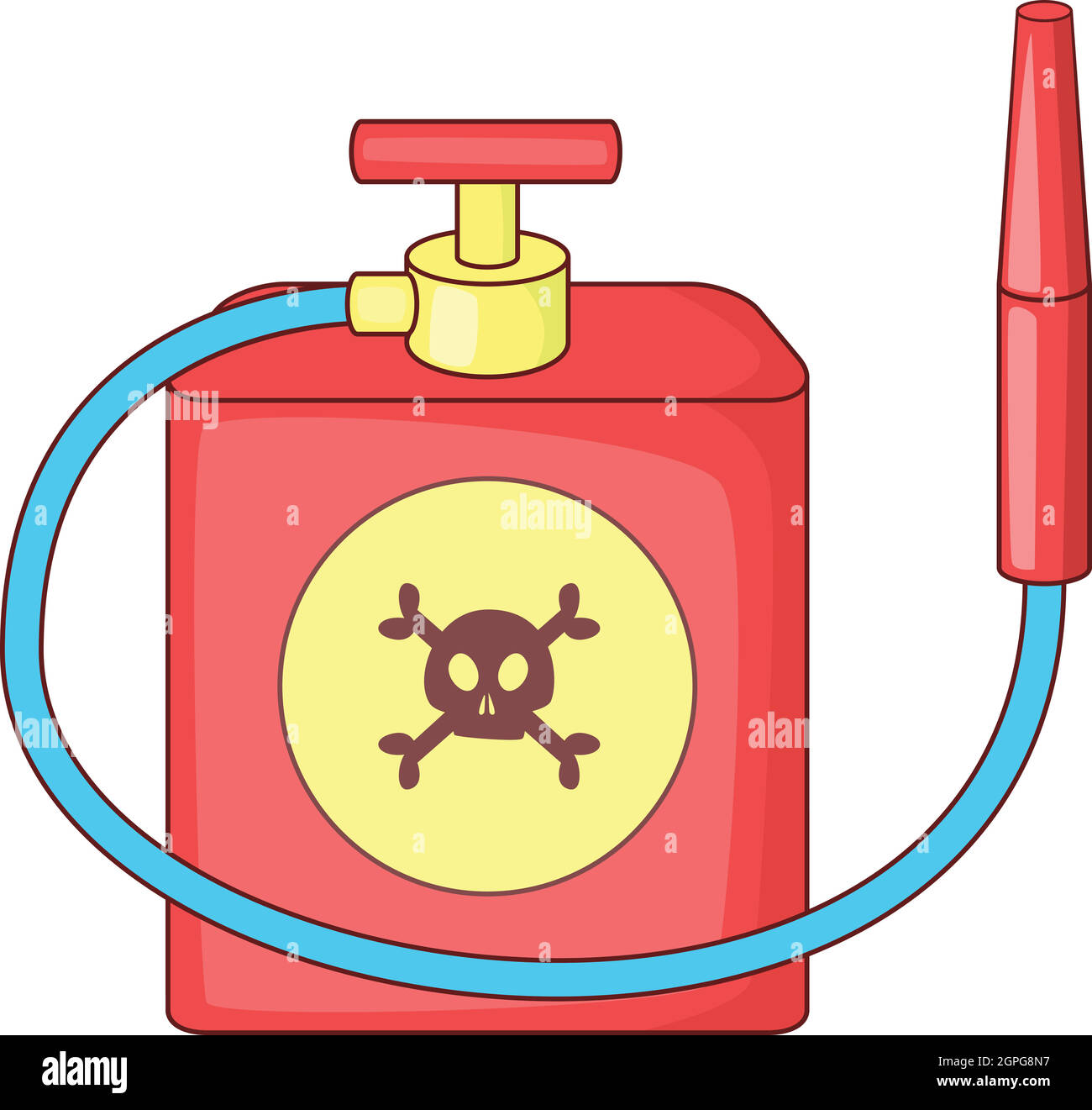 Rosso spray insetticida icona, stile cartoon Illustrazione Vettoriale