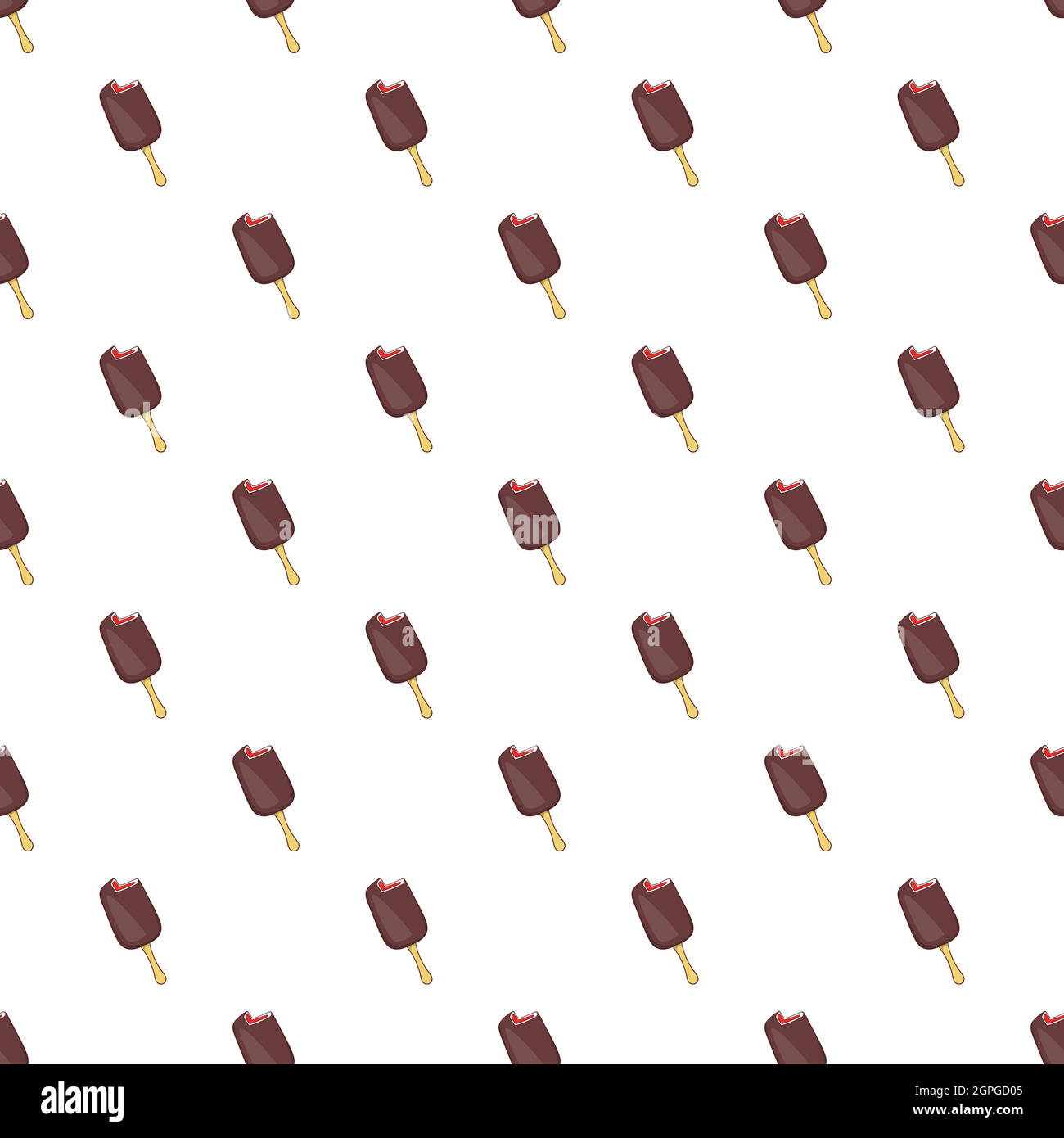 Gelato al cioccolato su stick pattern in stile cartone animato Illustrazione Vettoriale
