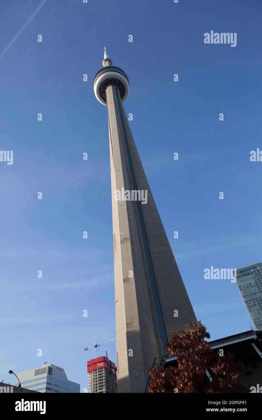 La CN Tower a Toronto, Ontario, Canada, in una giornata limpida Foto Stock