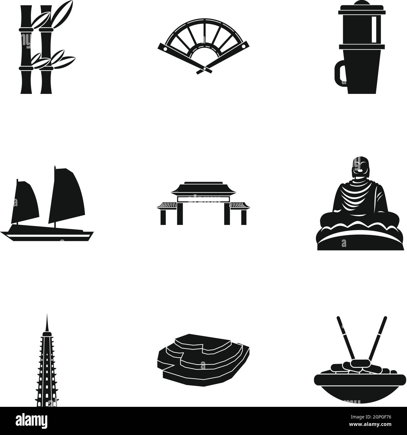 Vietnam set di icone, stile semplice Illustrazione Vettoriale