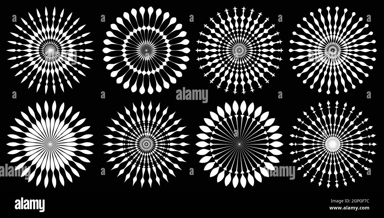 Set di design mandala. Modello mandala creativa per biglietti d'auguri, biglietto d'invito, opuscolo, opuscoli e copertine Illustrazione Vettoriale