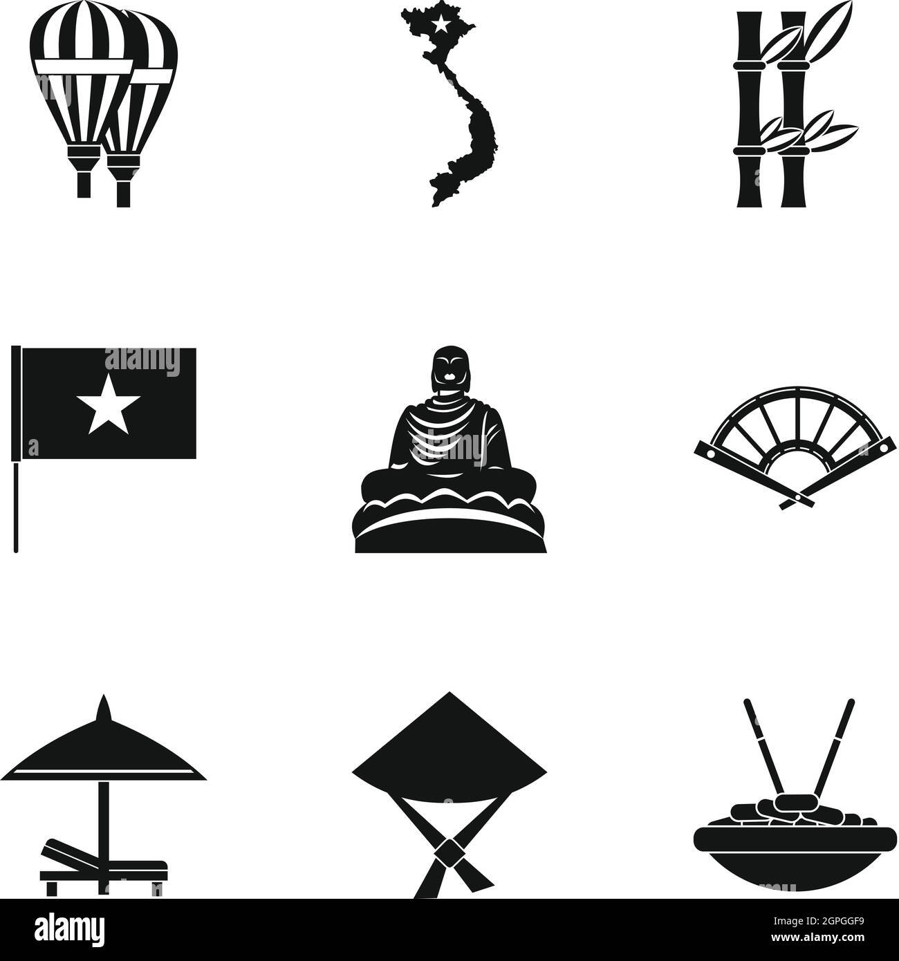 Paese Vietnam set di icone, stile semplice Illustrazione Vettoriale