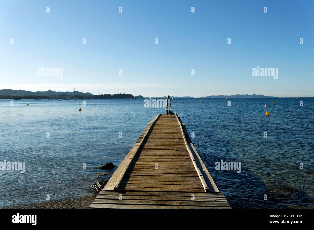 Francia, Var, Corniche des Maures, la Londe les Maures, spiaggia Argentiere Foto Stock