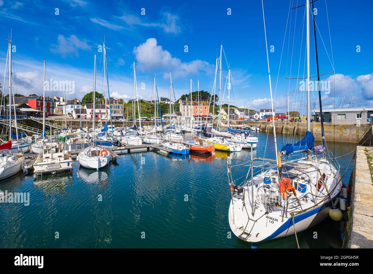 Francia, Morbihan, Groix Island, Port Tudy, il porto Foto Stock