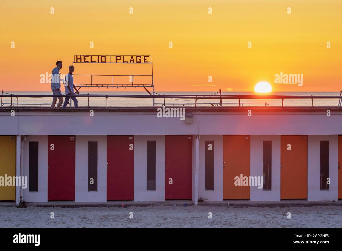 Francia, Pas de Calais, Côte d'Opale, Le Touquet, cabine da spiaggia Foto Stock