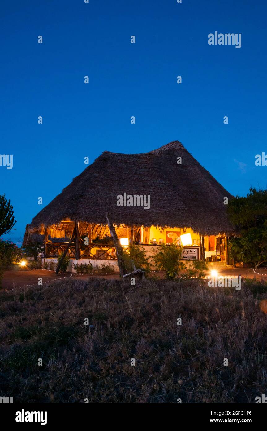 Kenya, colline Taita, ranch Lualenyi, campo Lualenyi, lobby Foto Stock