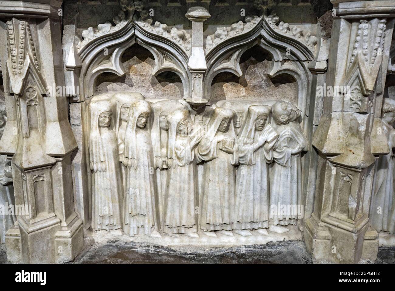 Francia, Haute Garonne, strada di St Jacques de Compostelle, Saint-Bertrand-de-Comminges, Notre-Dame de Saint-Bertrand-de-Comminges cattedrale, tomba del vescovo Hugues de Castillon Foto Stock