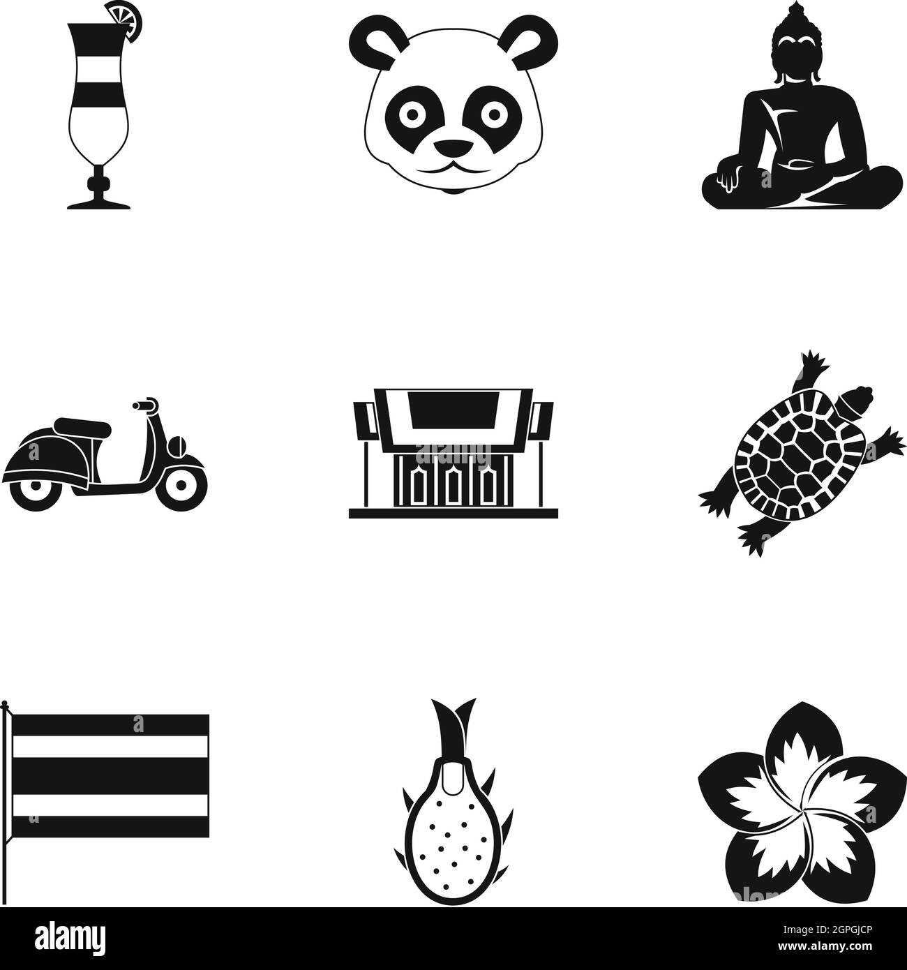 Attrazioni della Thailandia set di icone, stile semplice Illustrazione Vettoriale