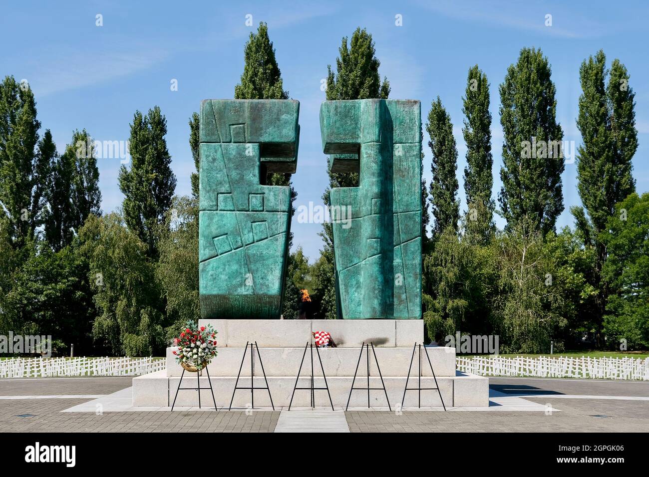 Croazia, Slavonia, Vukovar, cimitero commemorativo di Vukovar dove si trovano le vittime della battaglia di Vukovar Foto Stock