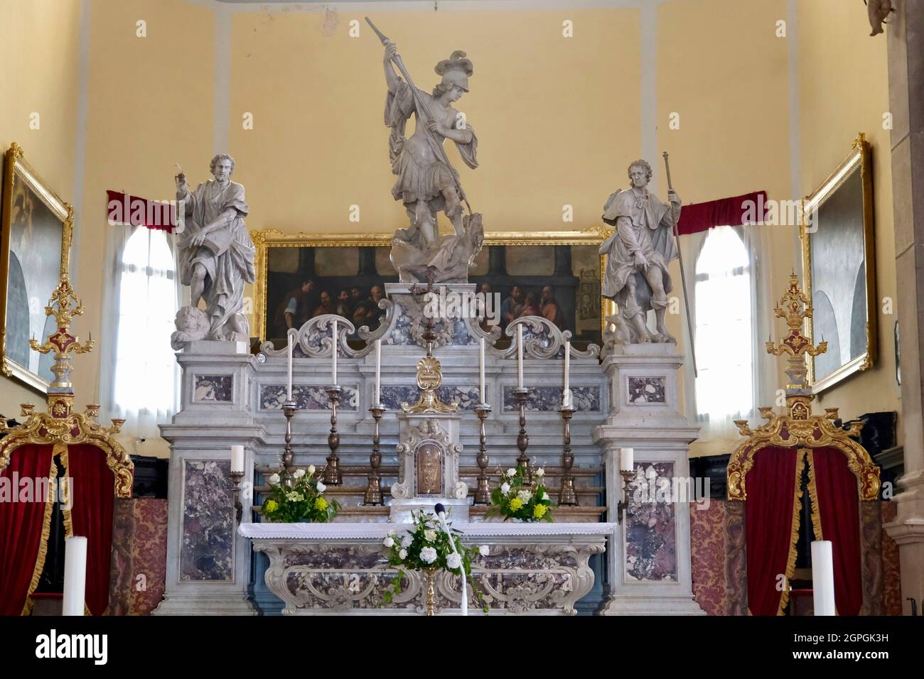 Croazia, Istria, costa adriatica, Rovigno, interno della cattedrale di Sant'Eufemia Foto Stock