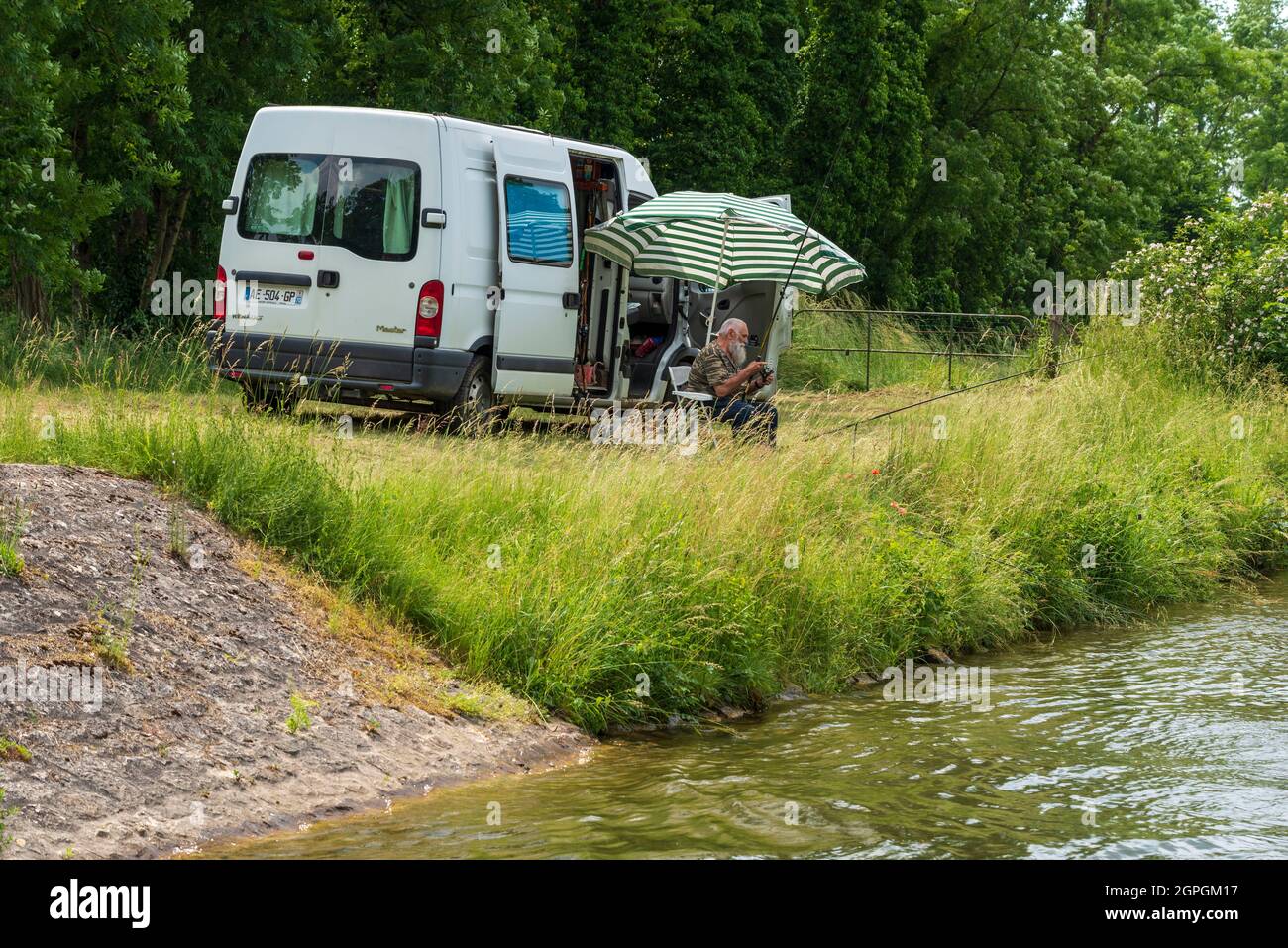 Francia, Haute Saone, Scey sur Saone, camper Foto Stock