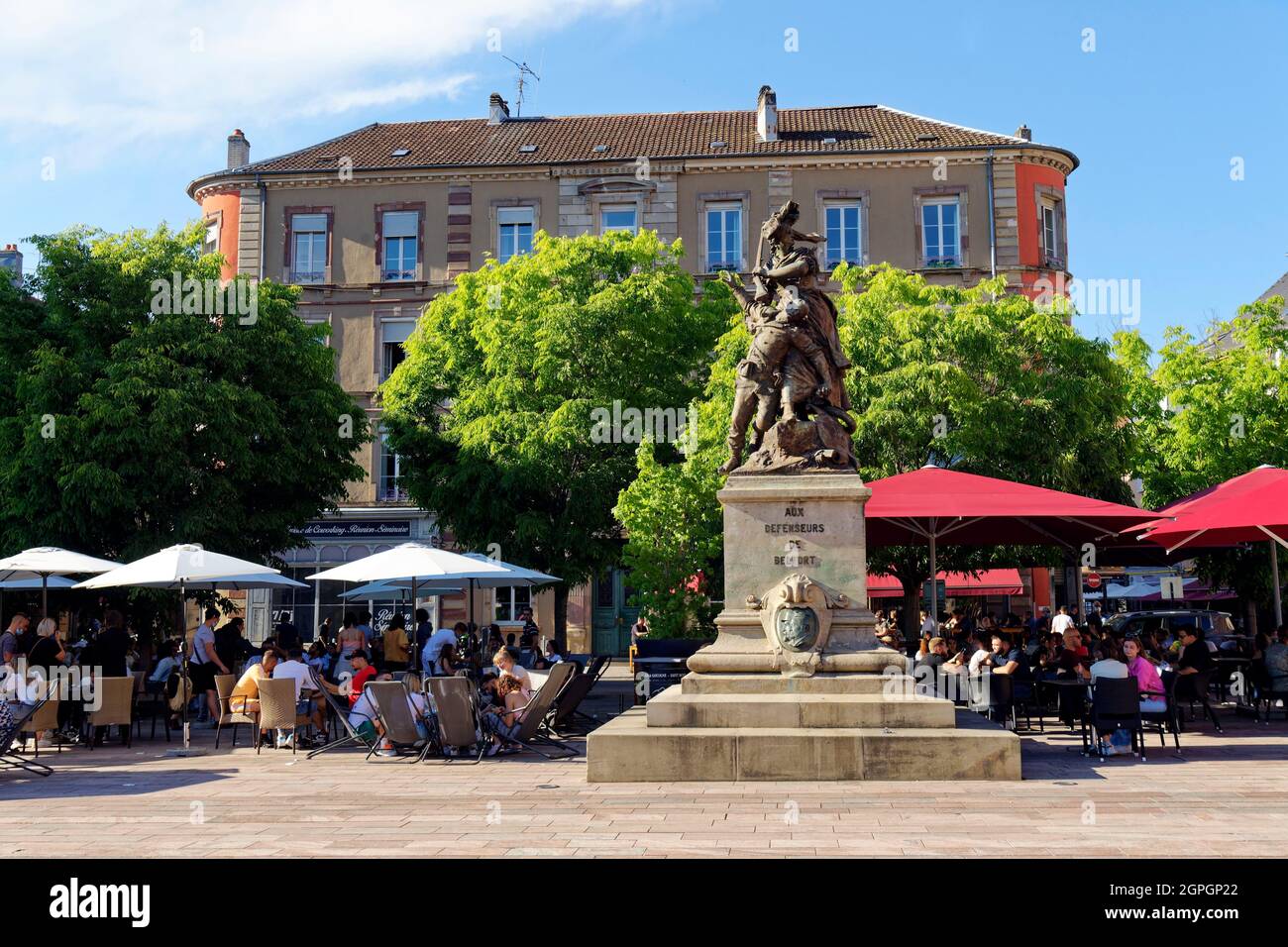 Francia, territorio di Belfort, Belfort, Place d'Armes, Quand-Meme monumento del 1882 Foto Stock