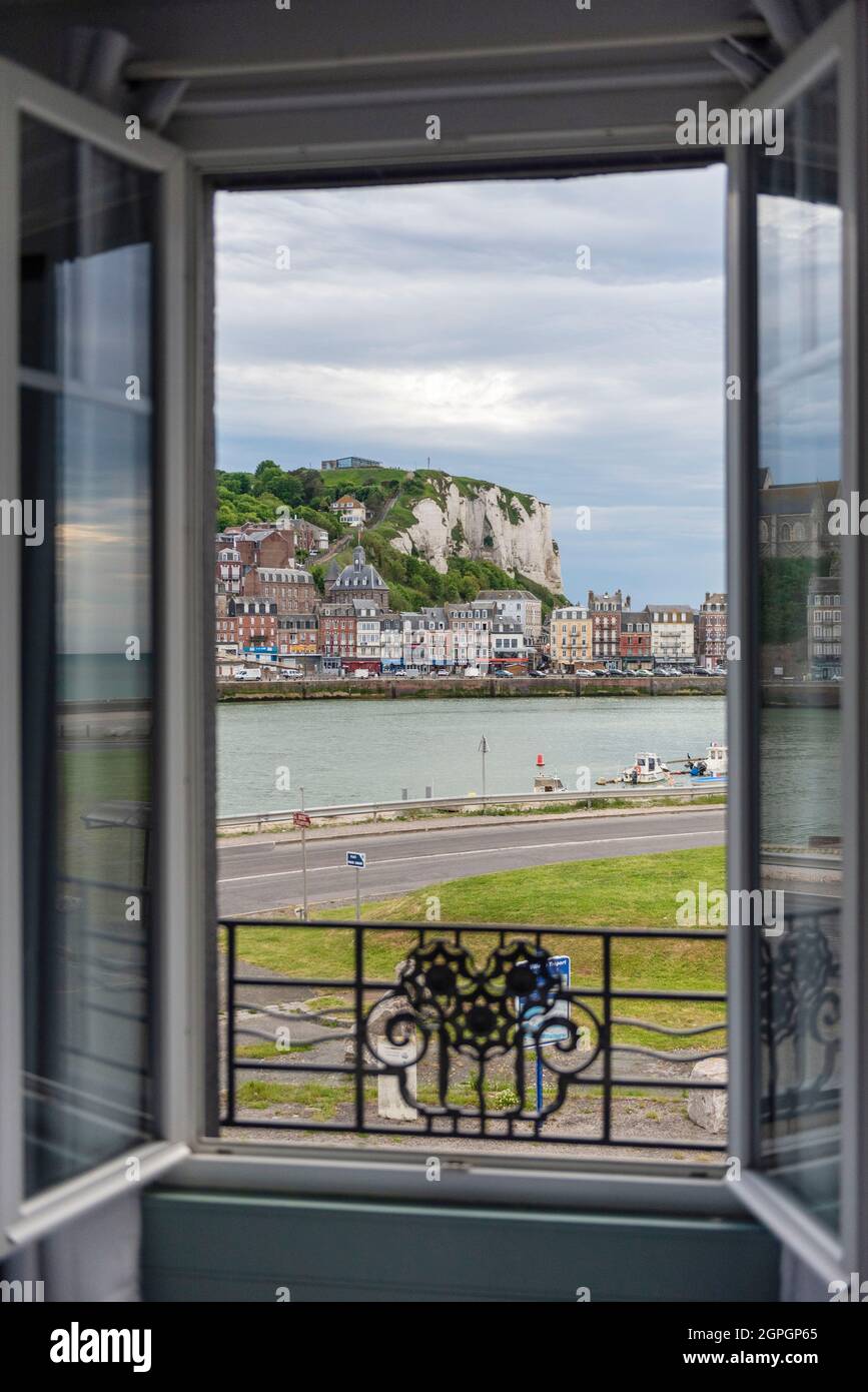 Francia, Seine Maritime, le Treport, Villa Marine Hotel, vista di le Treport Foto Stock