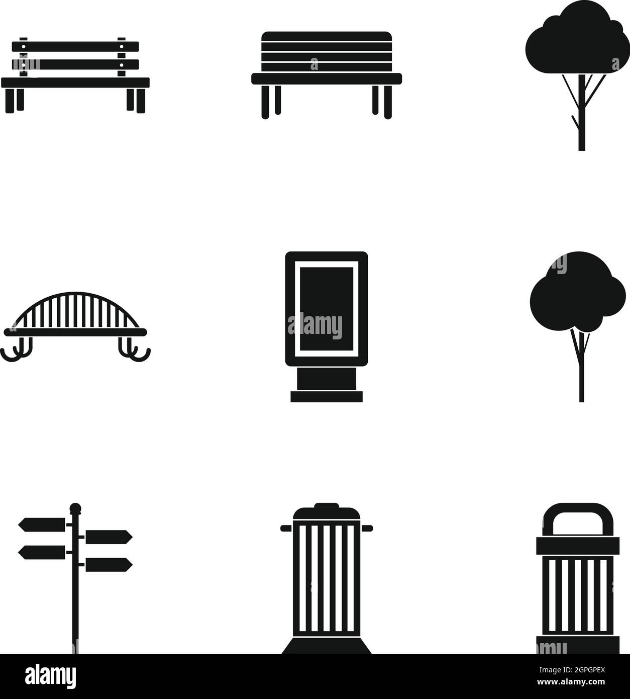 Icone quadrate set, stile semplice Illustrazione Vettoriale