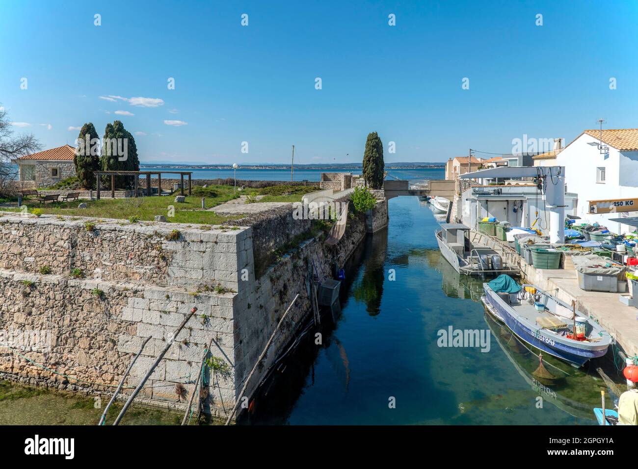 Francia, Herault, Sete, rimprovero del Pont Levis, Brassens percorso dove l'artista è venuto con suo padre per le passeggiate in bicicletta Foto Stock