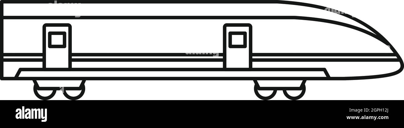 Moderno treno ad alta velocità, l'icona di stile di contorno Illustrazione Vettoriale