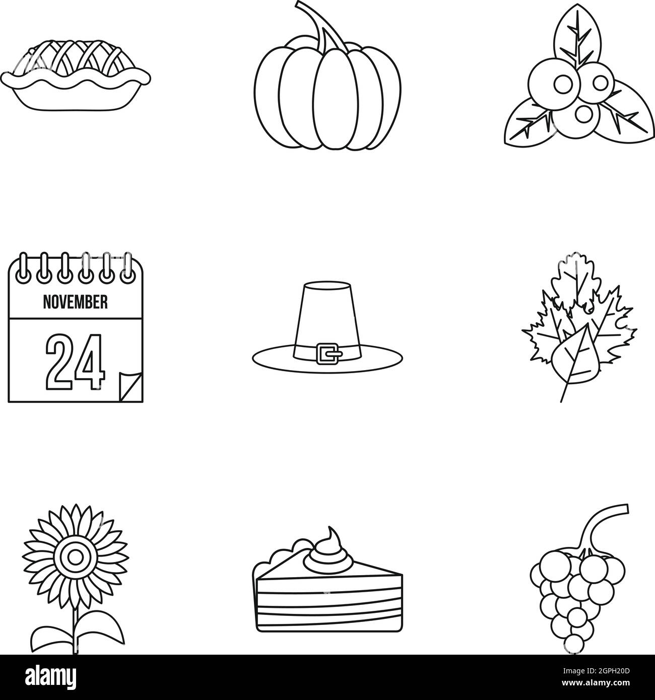 Festività pubblica degli Stati Uniti d'America set di icone di stile di contorno Illustrazione Vettoriale