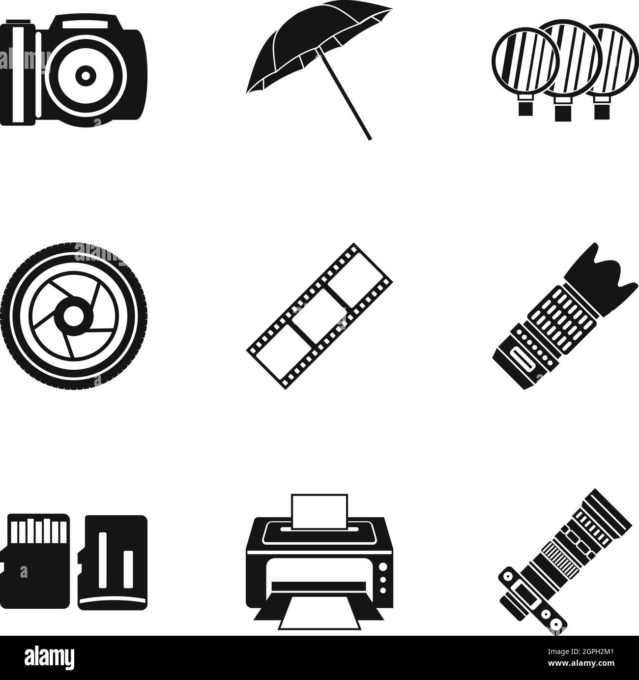 Fotografia di set di icone, stile semplice Illustrazione Vettoriale