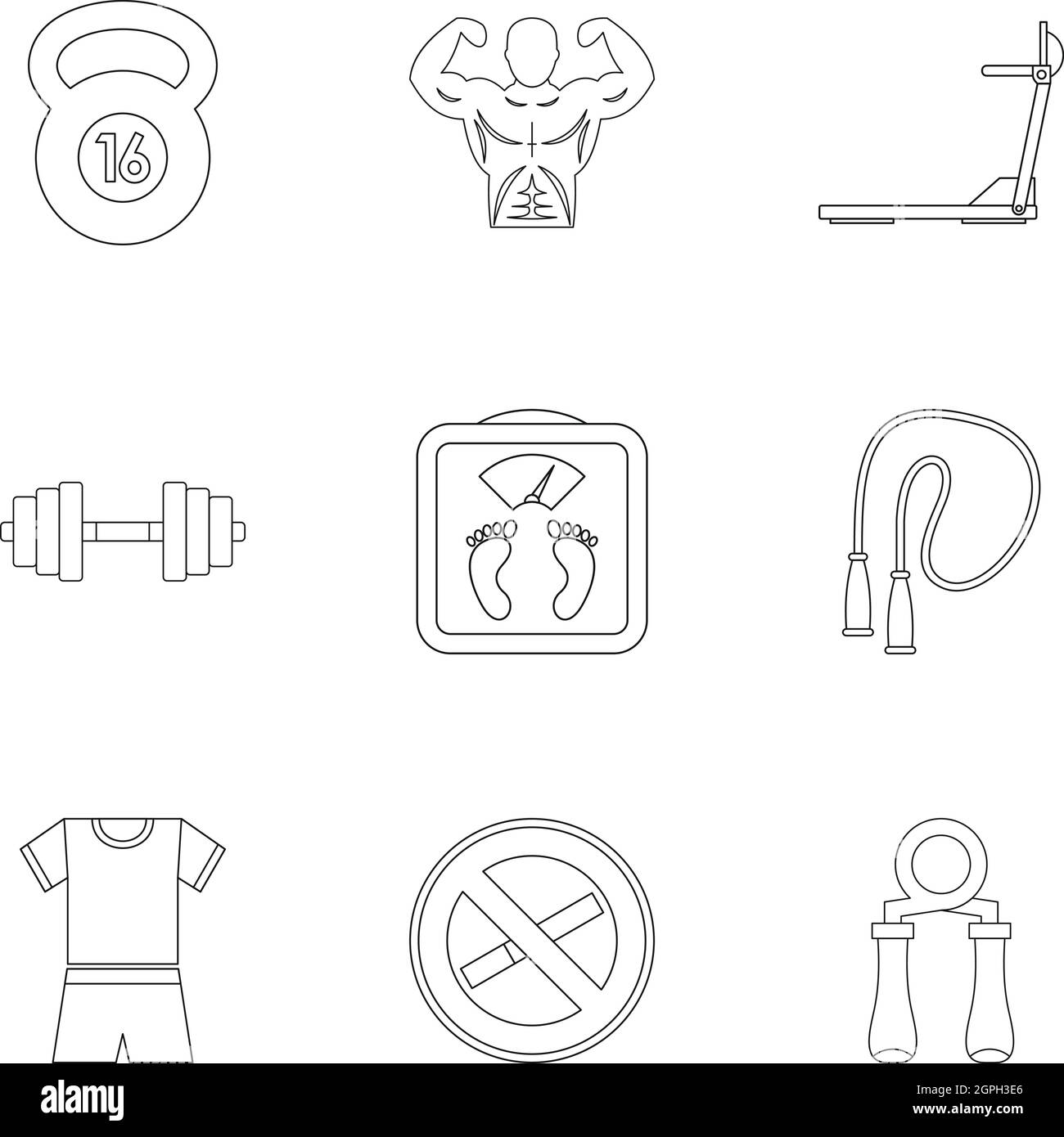 Sport set di icone di stile di contorno Illustrazione Vettoriale