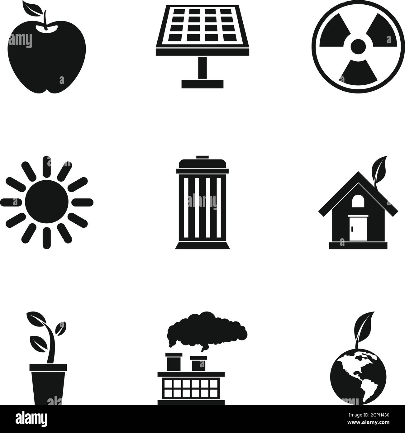 Ecologia set di icone, stile semplice Illustrazione Vettoriale