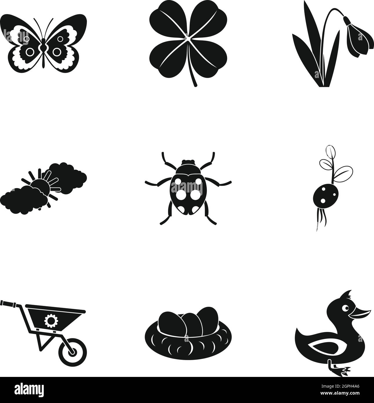 Kaleyard set di icone, stile semplice Illustrazione Vettoriale