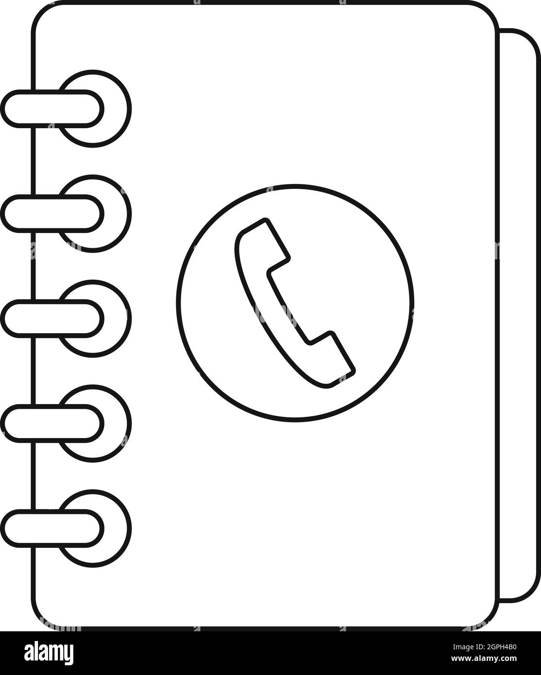 Rubrica telefonica con icona del telefono, stile contorno Immagine e  Vettoriale - Alamy