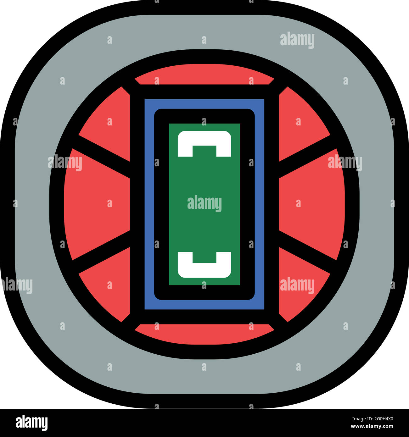 American Football Stadium icona Bird's-eye View Illustrazione Vettoriale