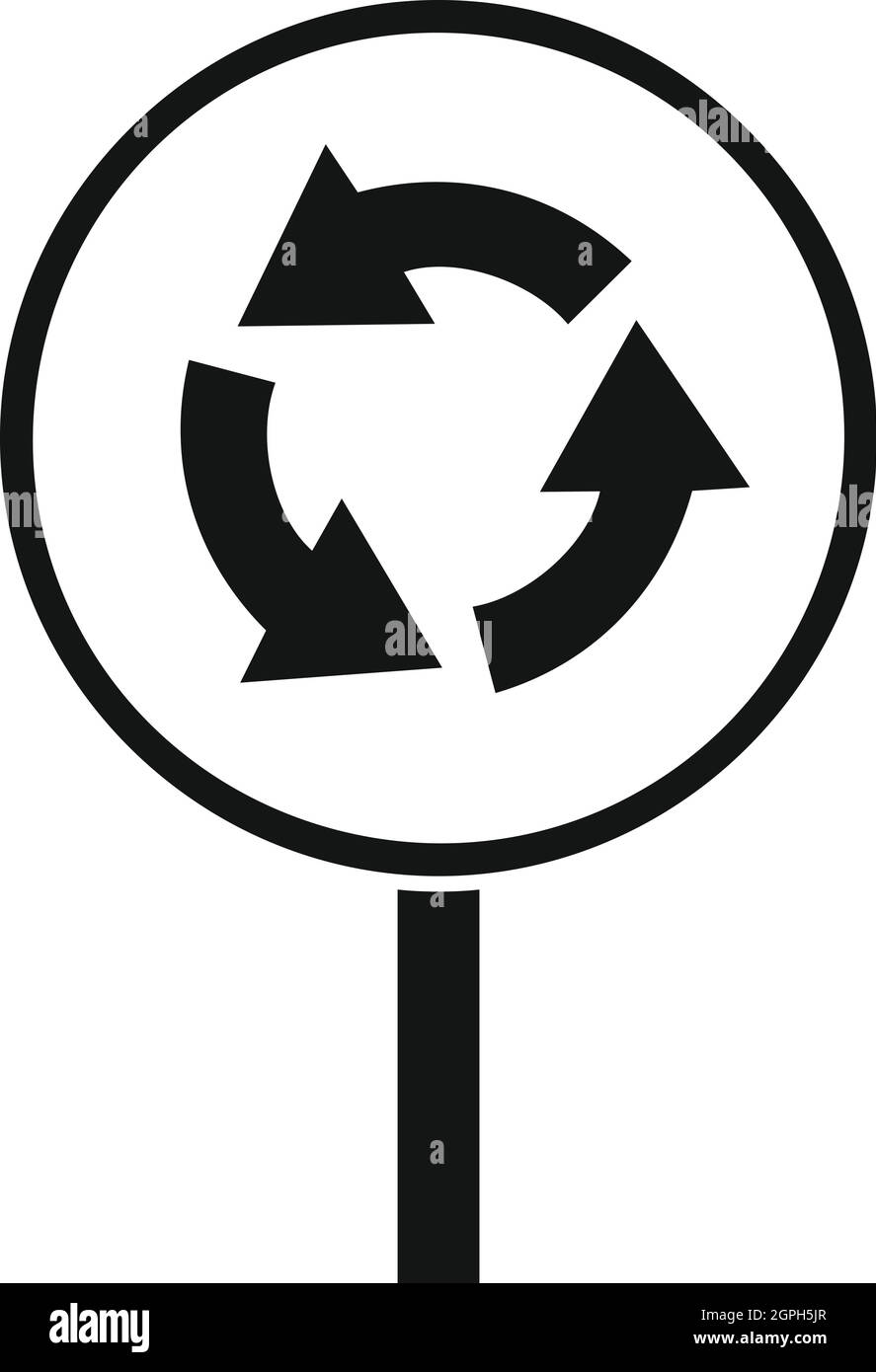 Movimento circolare su strada icona segno, stile semplice Illustrazione Vettoriale