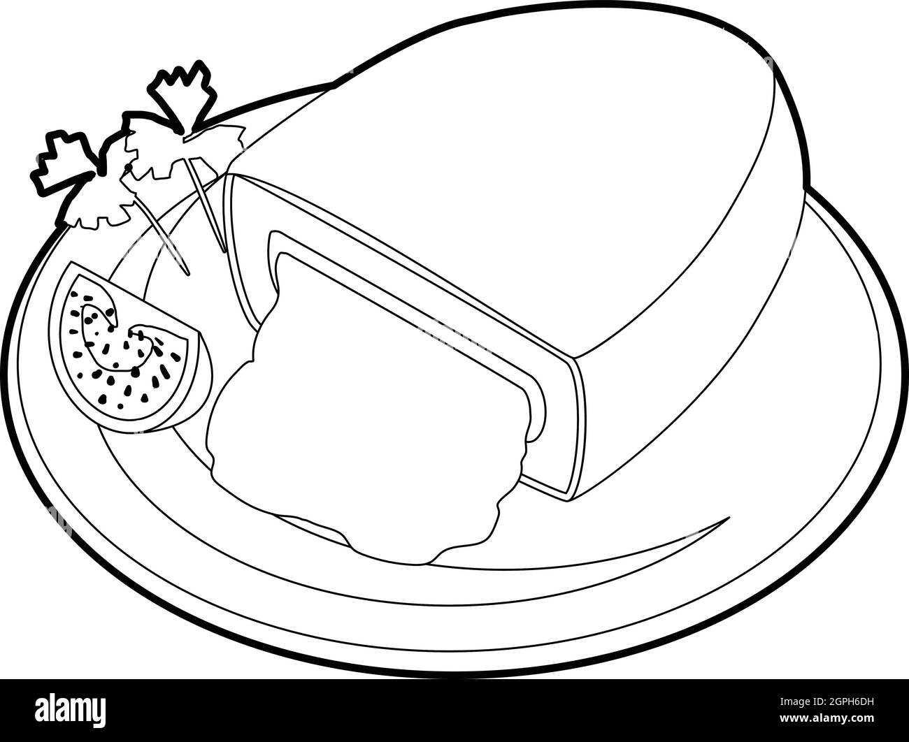 Kiev cotoletta icona, stile contorno Illustrazione Vettoriale