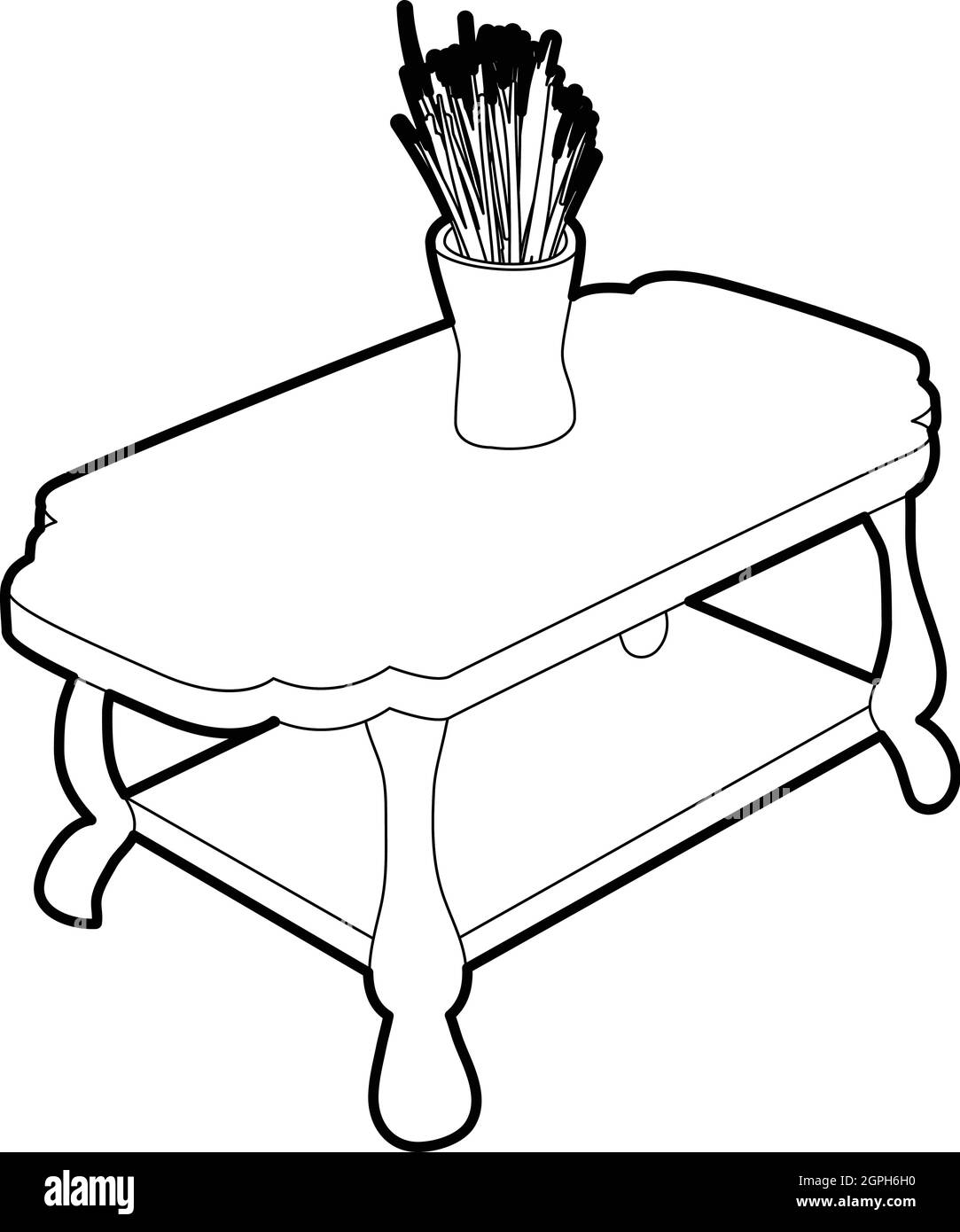 Tavolino con icona vaso isometrica 3d style Illustrazione Vettoriale