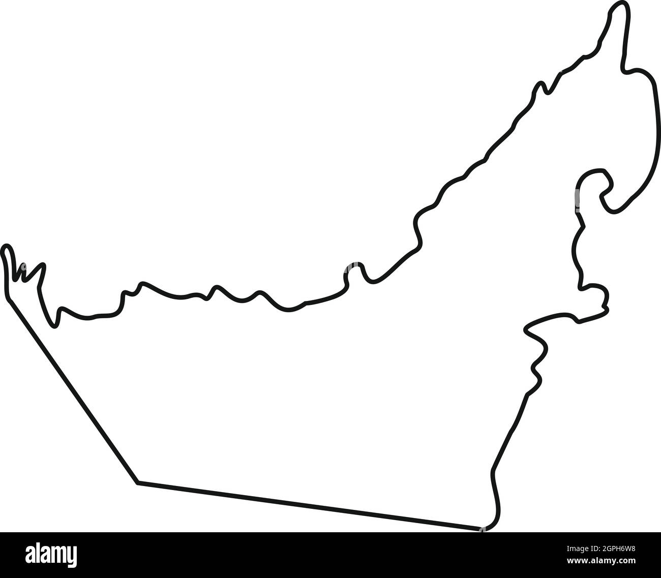 Mappa di Emirati Arabi Uniti icona, stile contorno Illustrazione Vettoriale