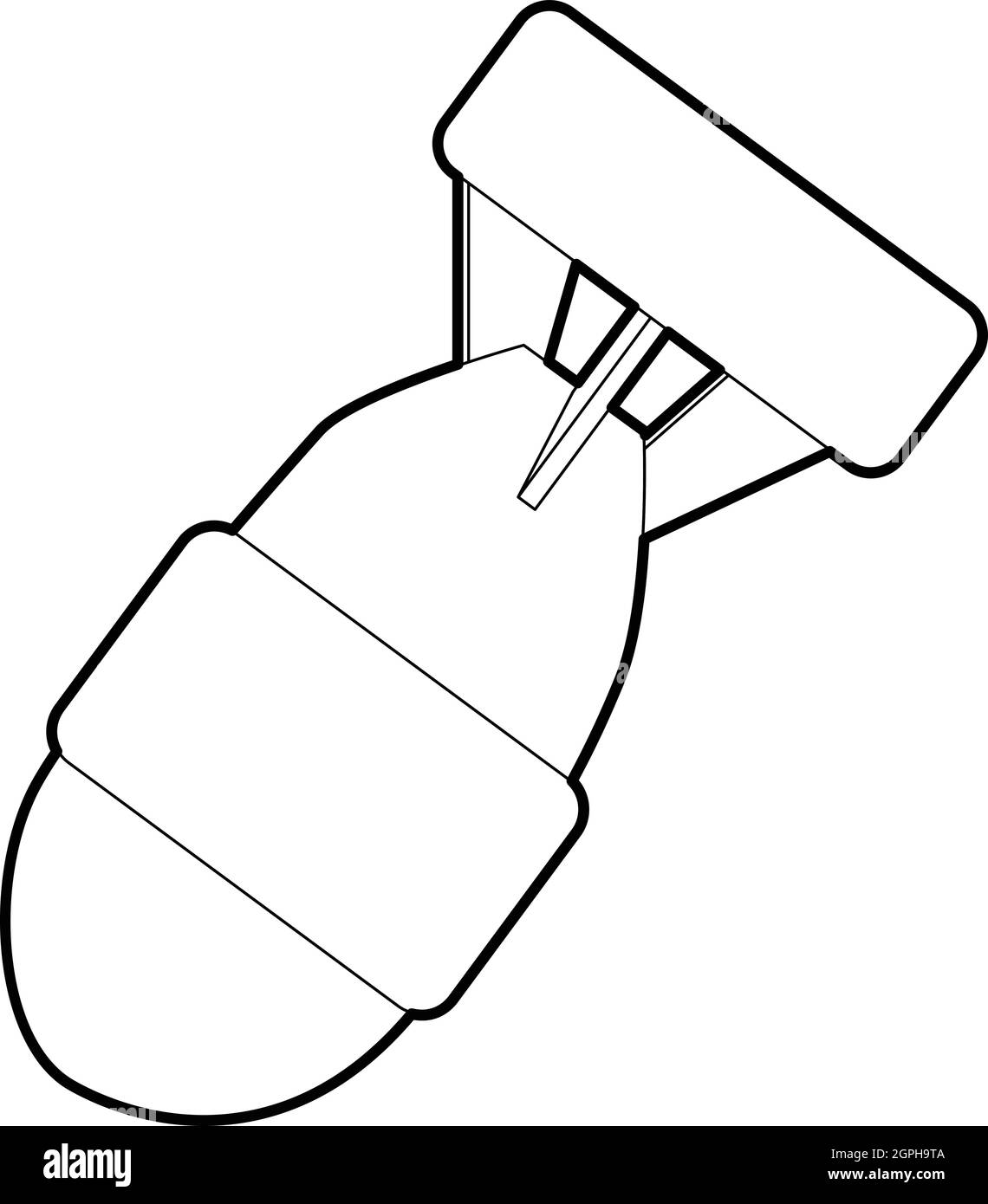 Grande icona bomba, stile contorno Illustrazione Vettoriale