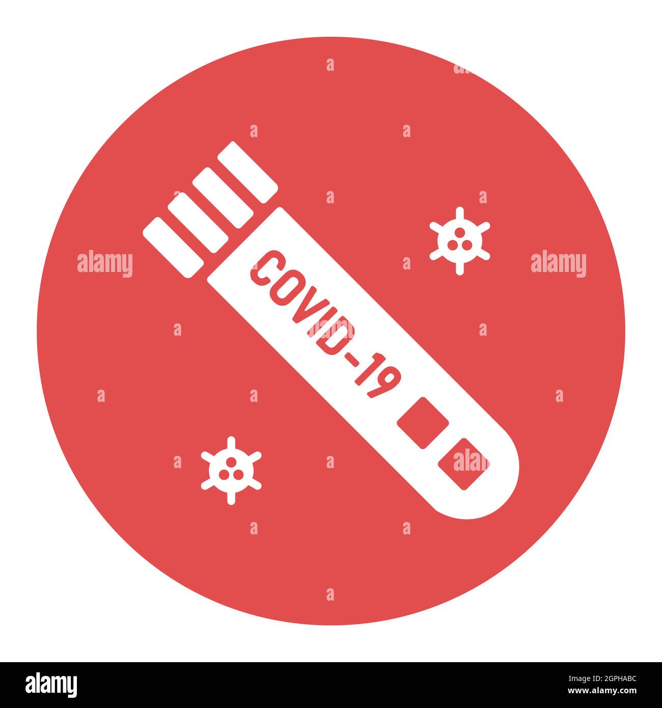 Icona glifo bianco del vettore della provetta per analisi del sangue del coronavirus Illustrazione Vettoriale
