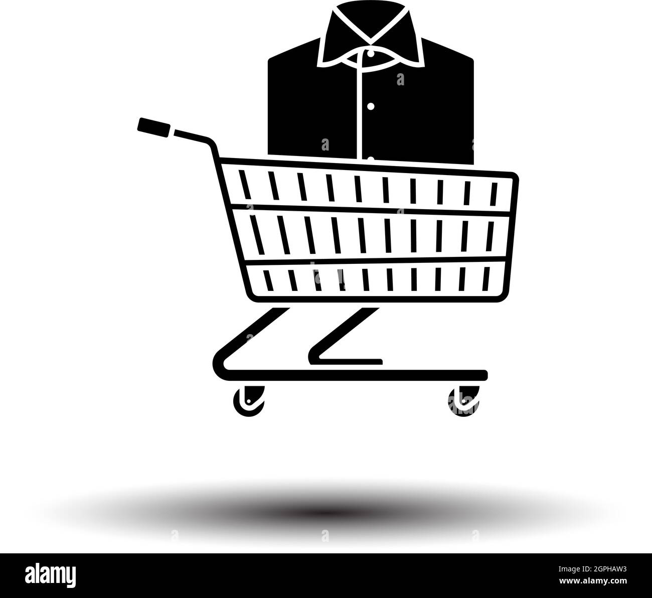 Carrello con l'icona di vestiti (camicia) Illustrazione Vettoriale