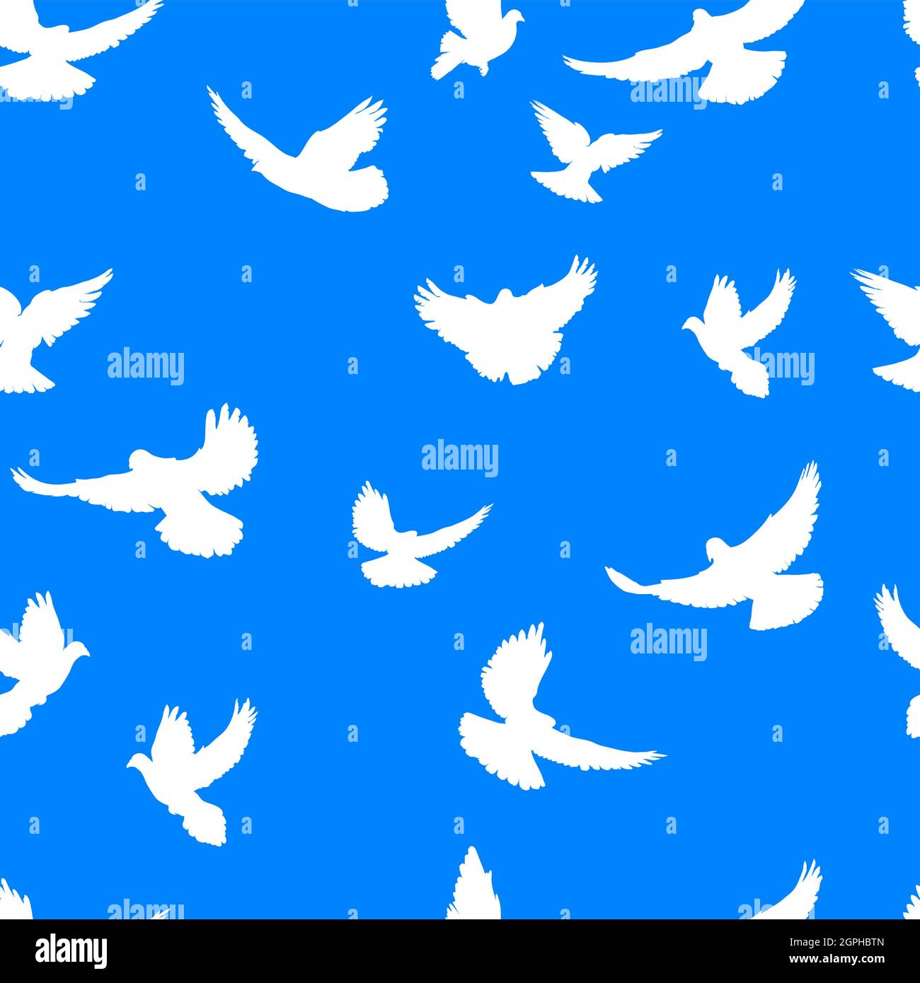 Pigeon pattern, piccione realistico, blu e bianco, pattern per decorazione, confezionamento e stampa Illustrazione Vettoriale