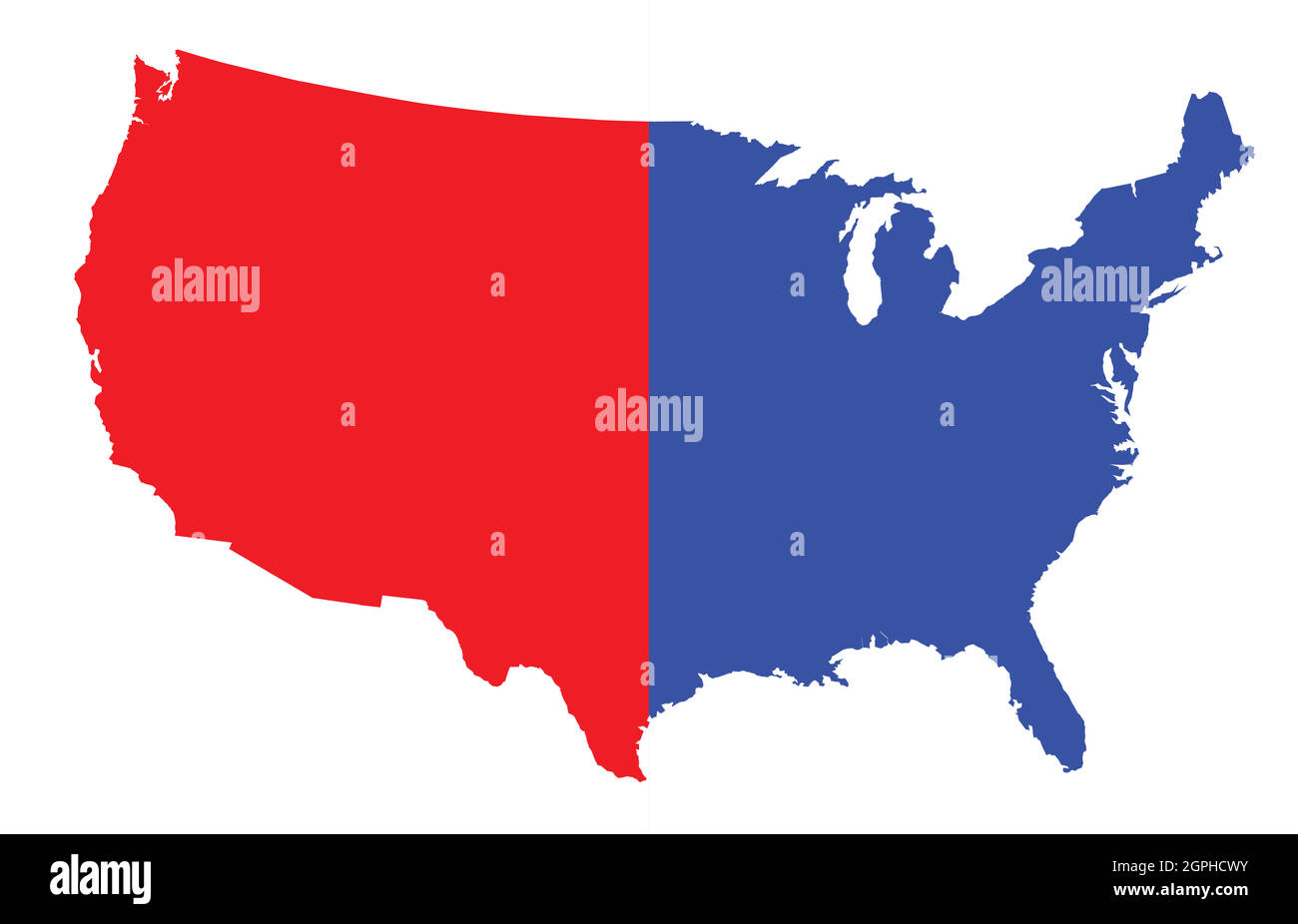USA Mappa Blu Rosso Silhouette Illustrazione Vettoriale