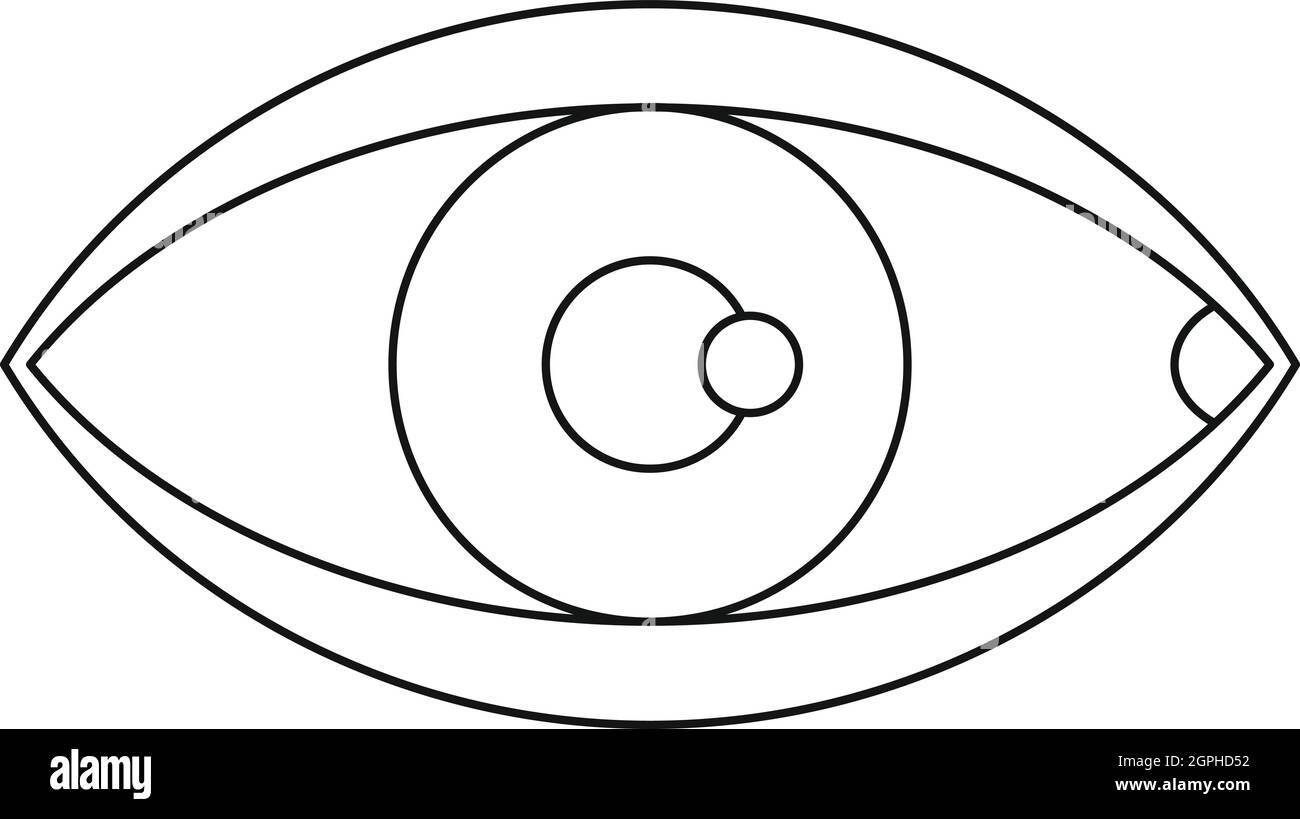 Icona occhio, stile contorno Illustrazione Vettoriale