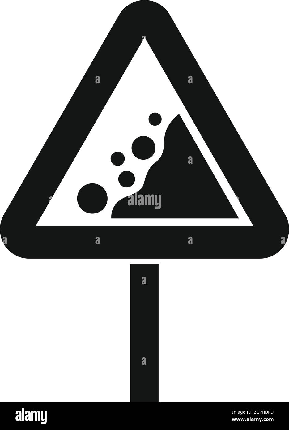 Le rocce che cadono il traffico di segnalazione icona segno Illustrazione Vettoriale