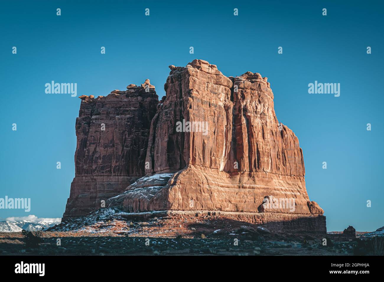 Courthouse Towers, Arches Nationalpark, Utah, Stati Uniti Foto Stock