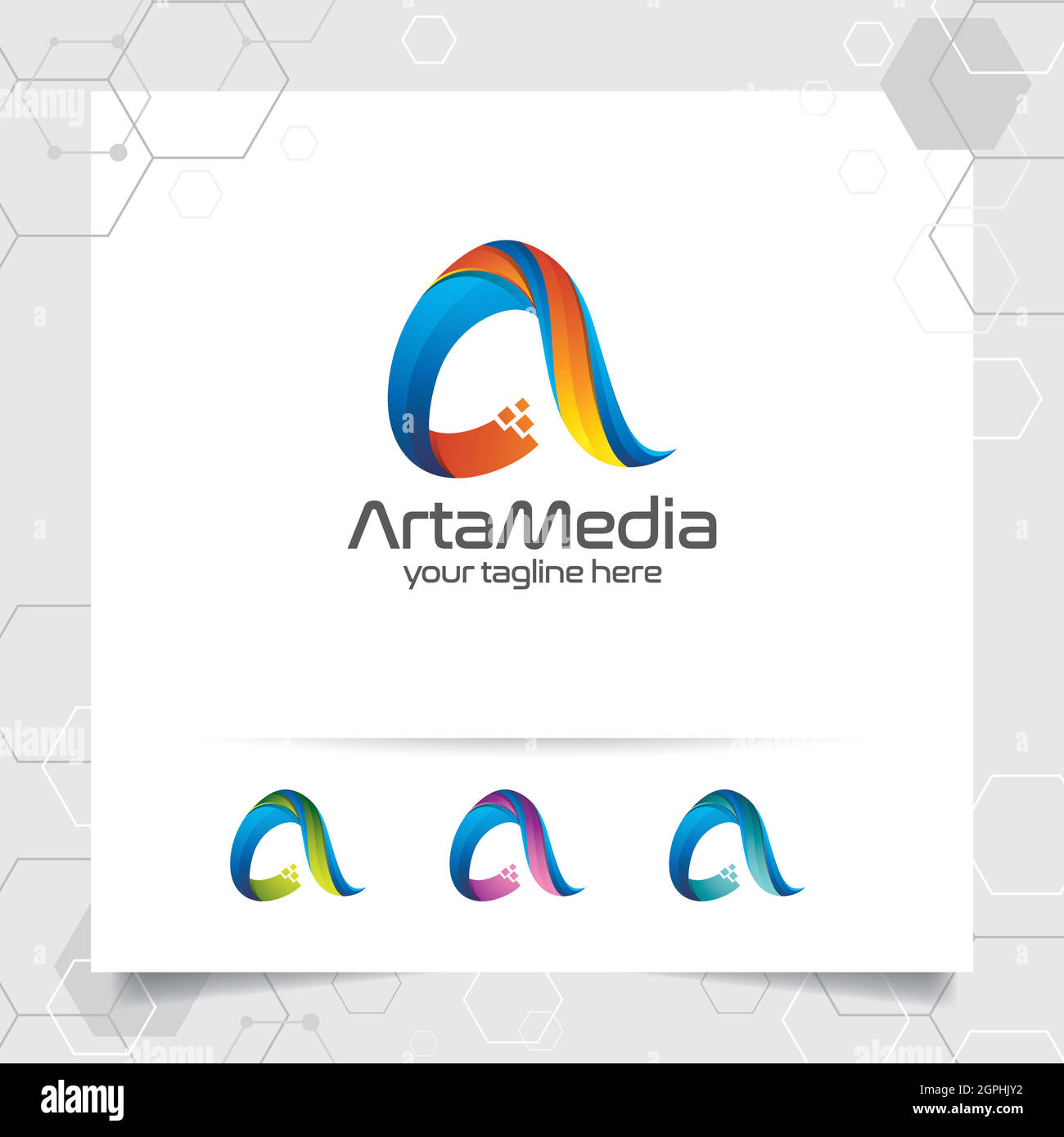 Digital logo design Vector letter UN concetto con pixel colorati moderni per tecnologia, software, studio, app e business. Illustrazione Vettoriale