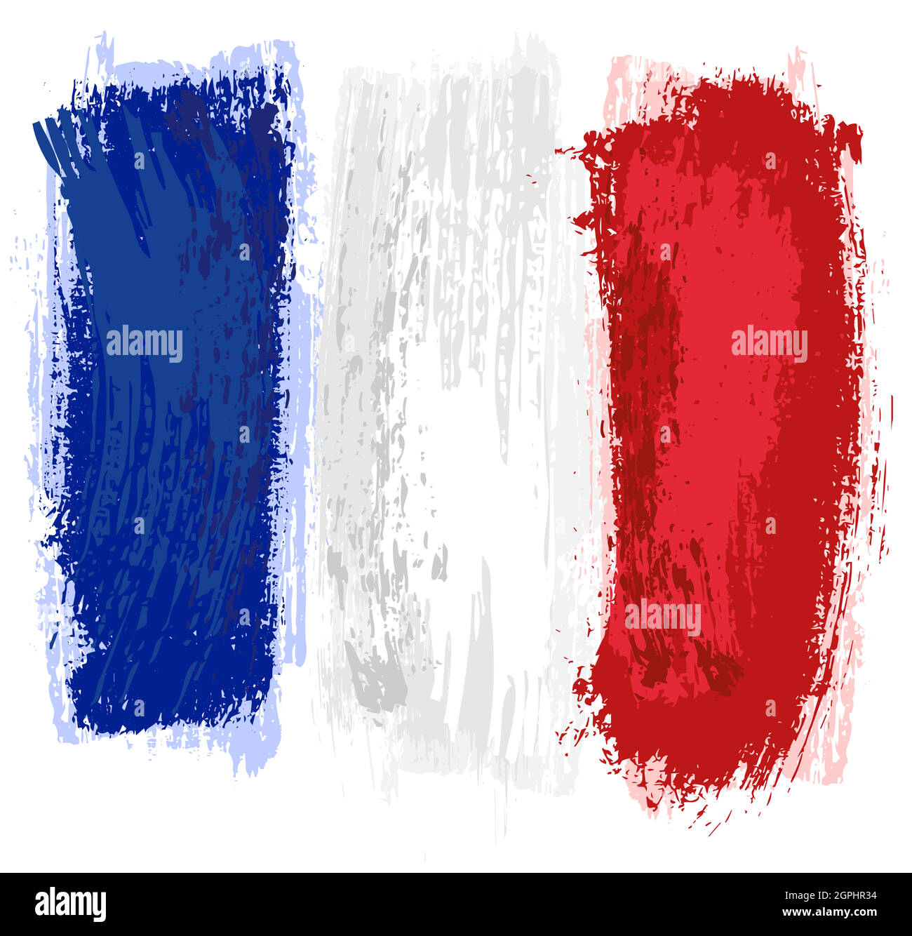 Bandiera della Francia dipinta con un pennello Illustrazione Vettoriale