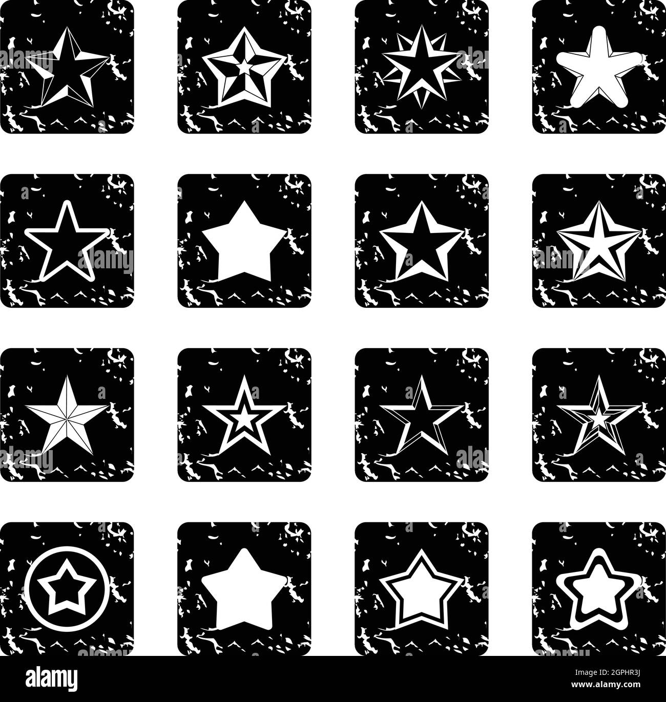 Star impostare le icone stile grunge Illustrazione Vettoriale