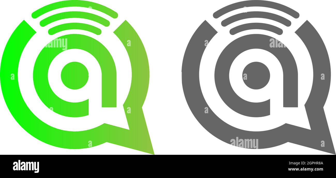 Lettera A Internet wireless nel logo del fumetto della chat Illustrazione Vettoriale