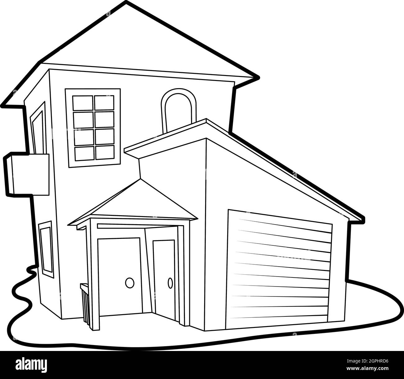 Casa moderna icona di stile di contorno Illustrazione Vettoriale