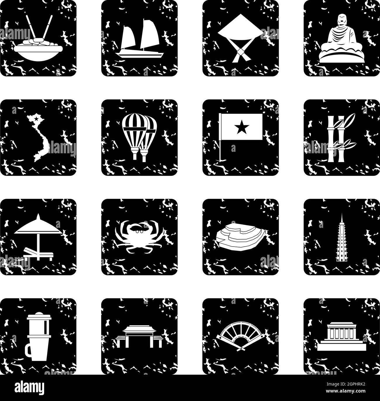 Vietnam set di icone, stile semplice Illustrazione Vettoriale