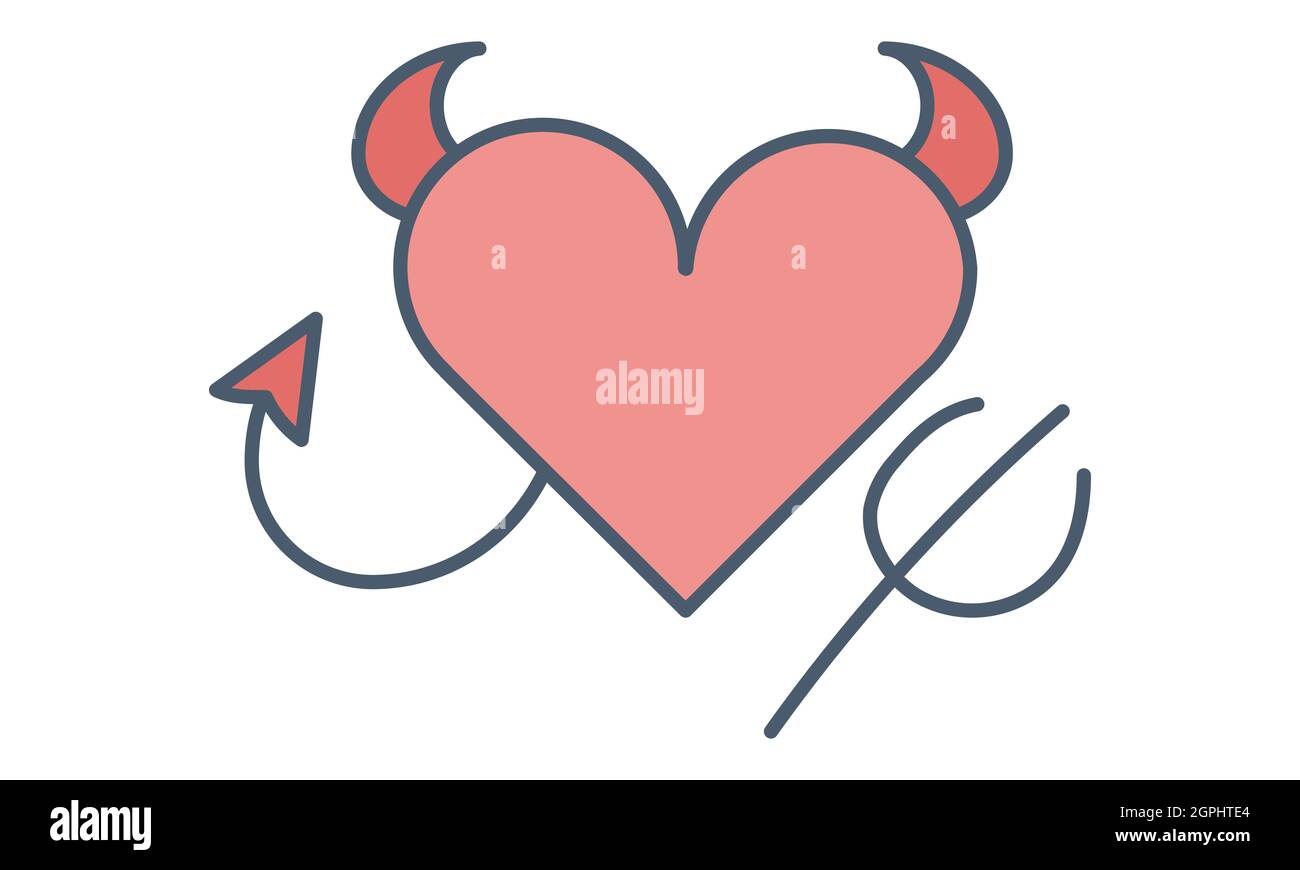 Icona del cuore malvagio elemento romanzesco semplice immagine vettoriale di San Valentino Illustrazione Vettoriale