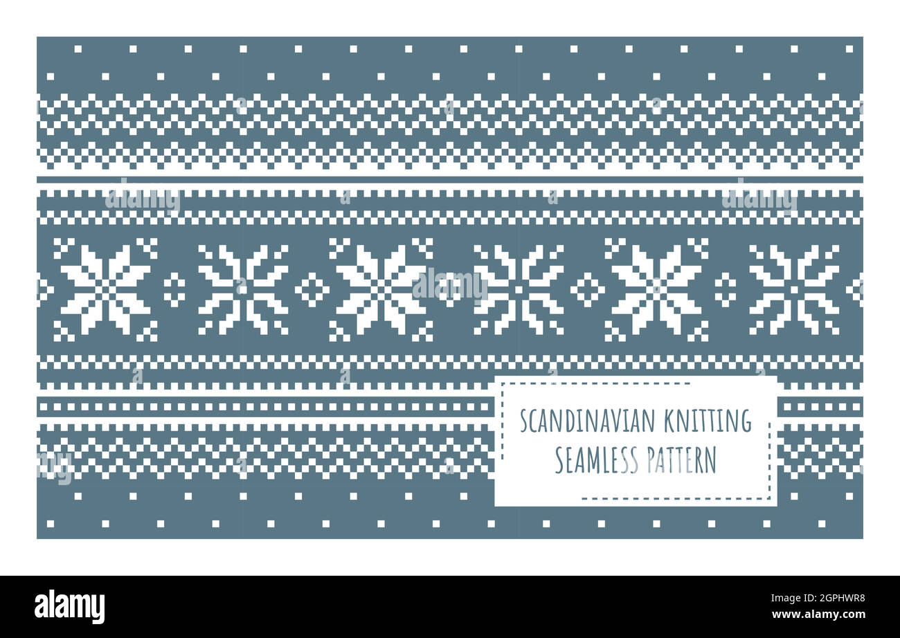 Scandinavian knitting seamless pattern design Illustrazione Vettoriale