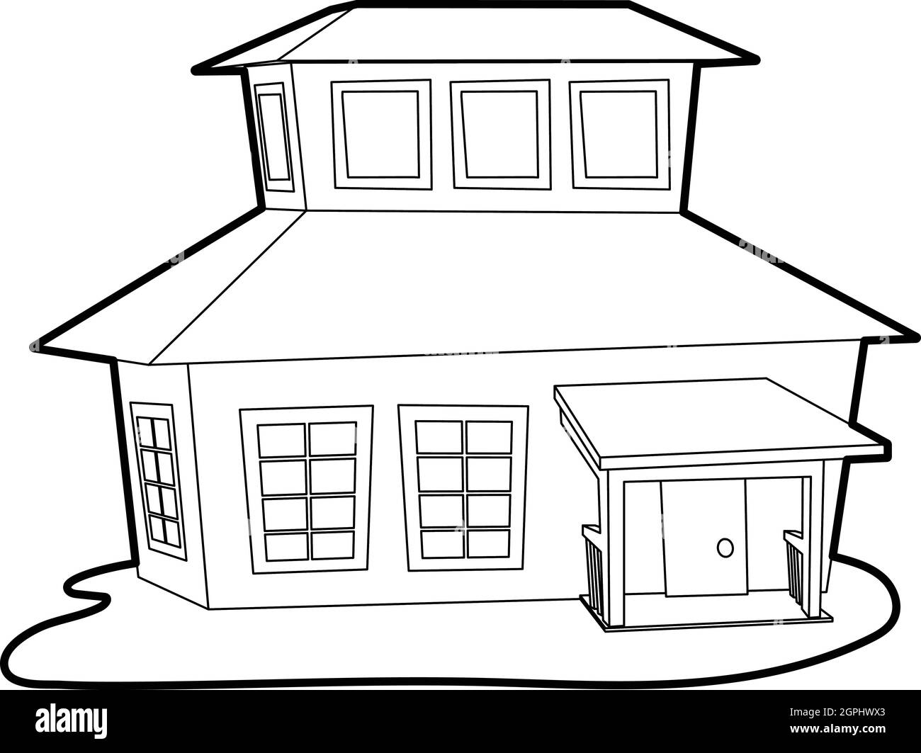 Casa grande icona di stile di contorno Illustrazione Vettoriale