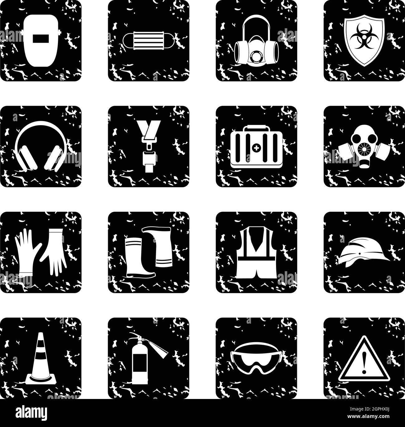 Set di sicurezza le icone stile grunge Illustrazione Vettoriale