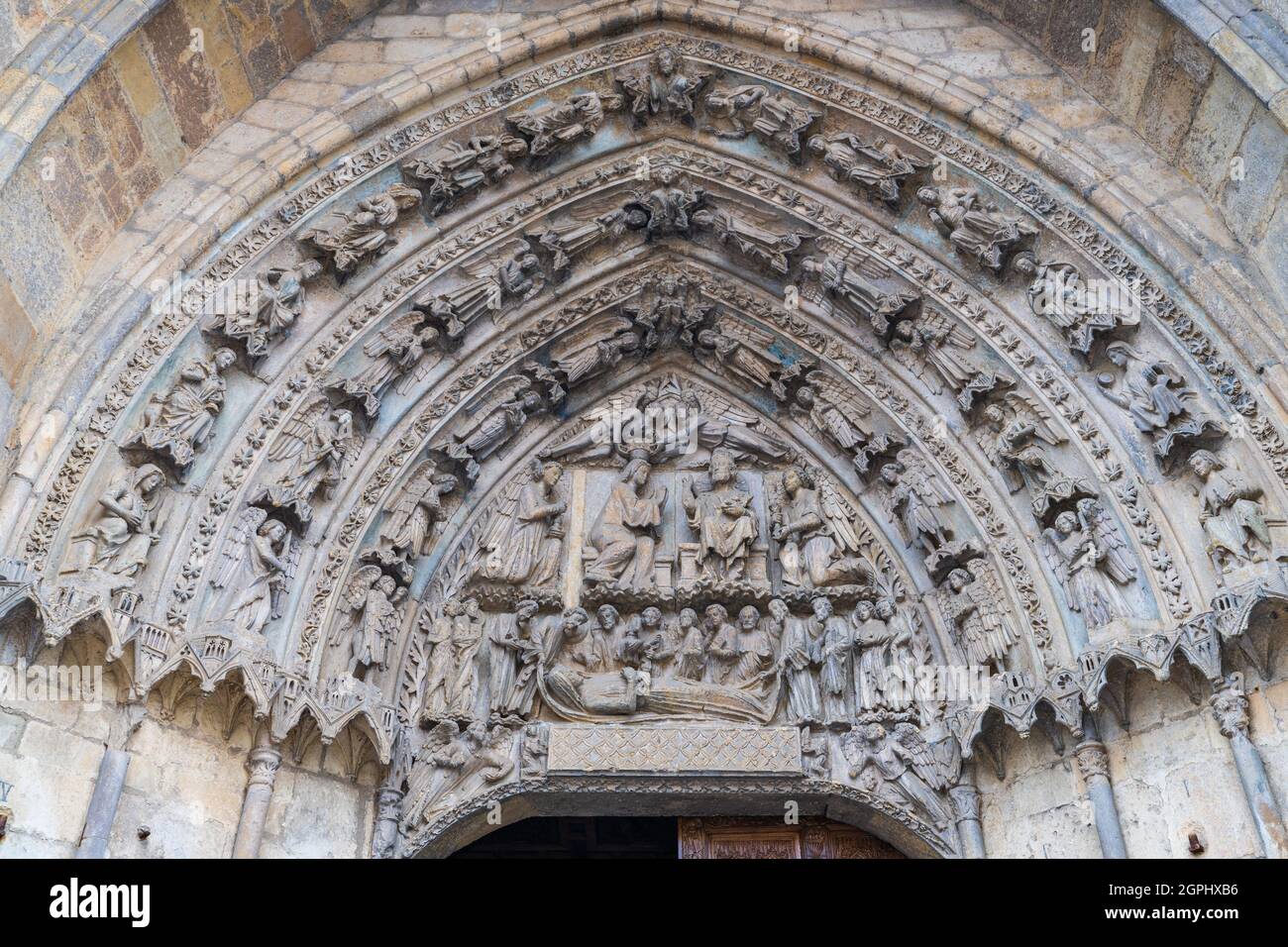 Vista della cattedrale gotica di Leon in Spagna. Foto Stock